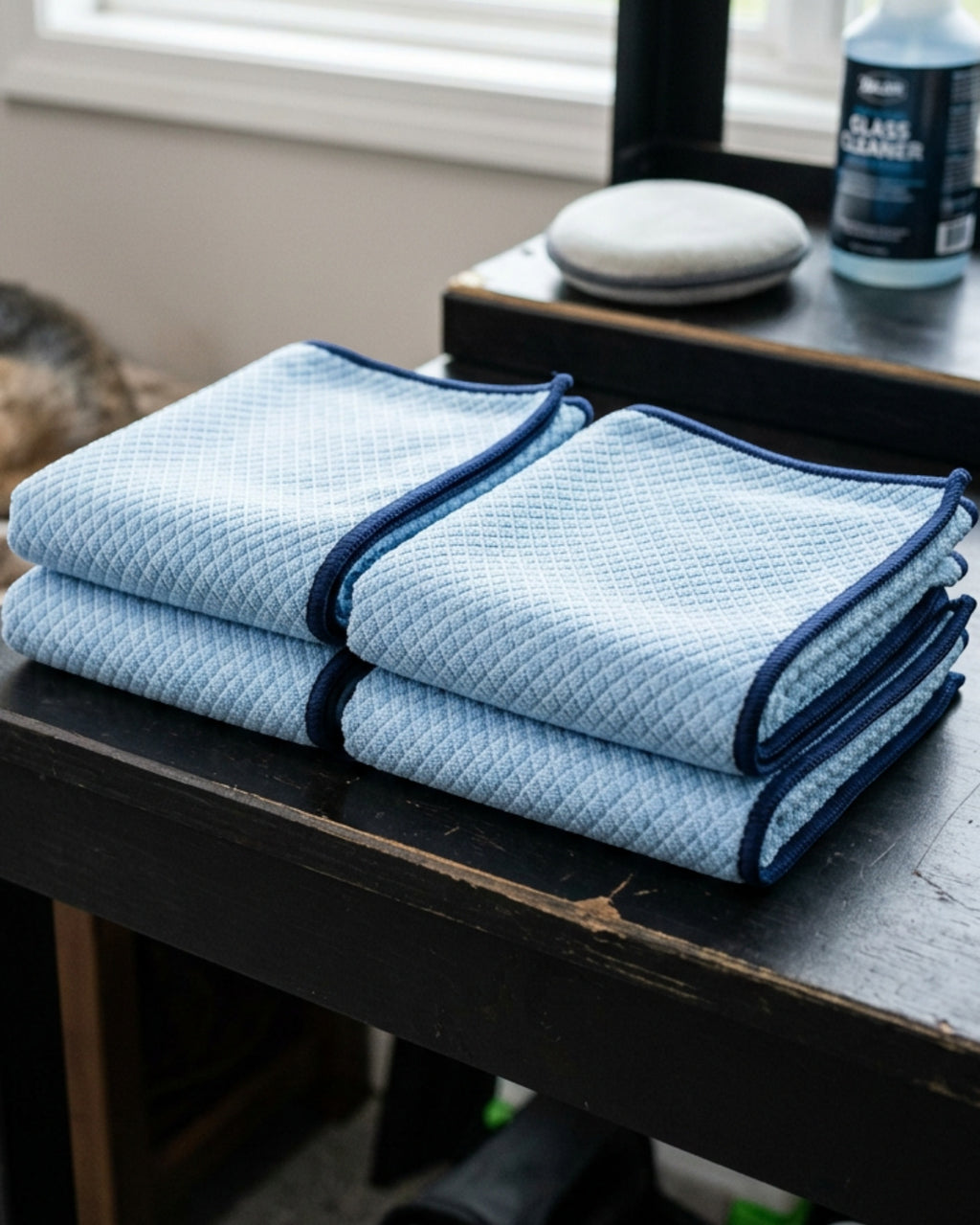 Xklor Diamond-Weave Automotive Glass Cloths 40 cm Set of 4 - Lifestyle view
