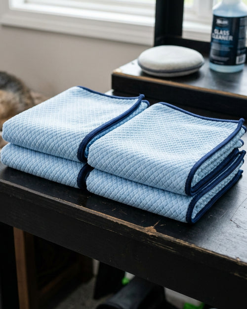 Xklor Diamond-Weave Automotive Glass Cloths 40 cm Set of 4 - Lifestyle view